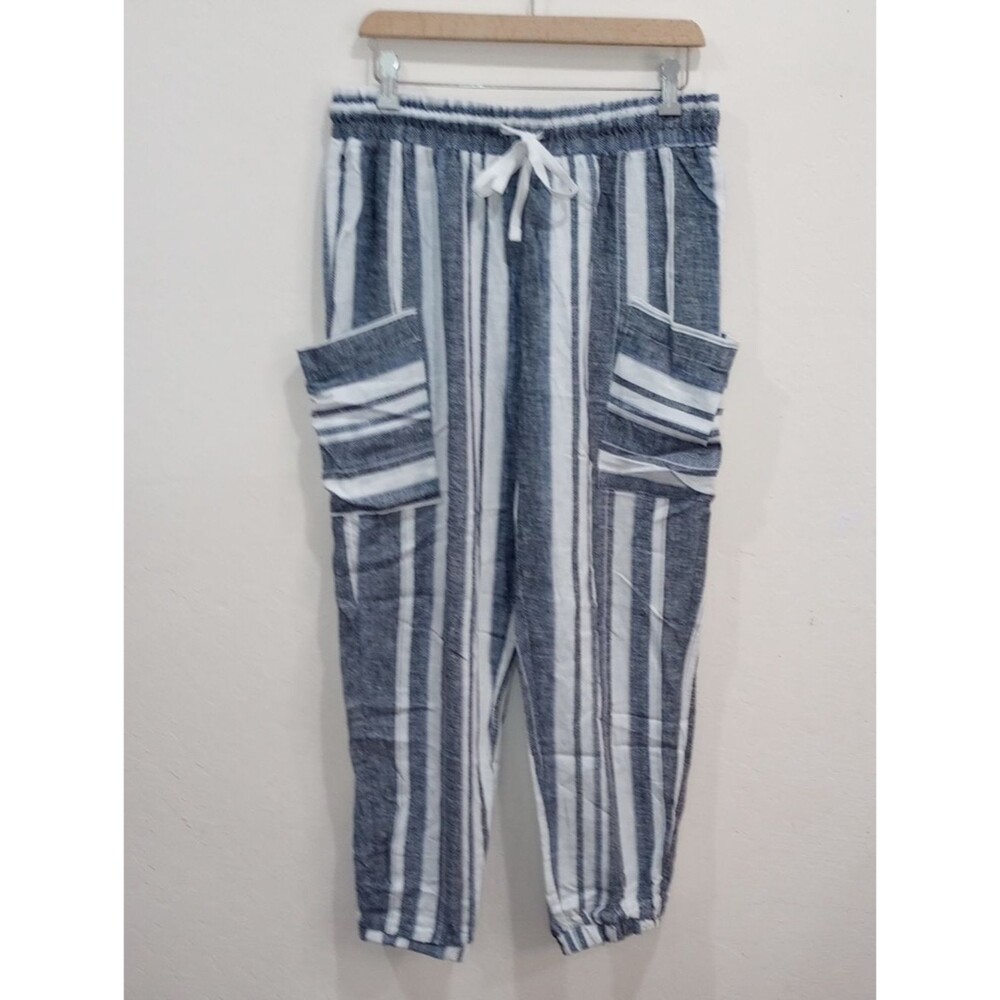 Indigo Rein Linen-blend Drawstring Pants, Size L